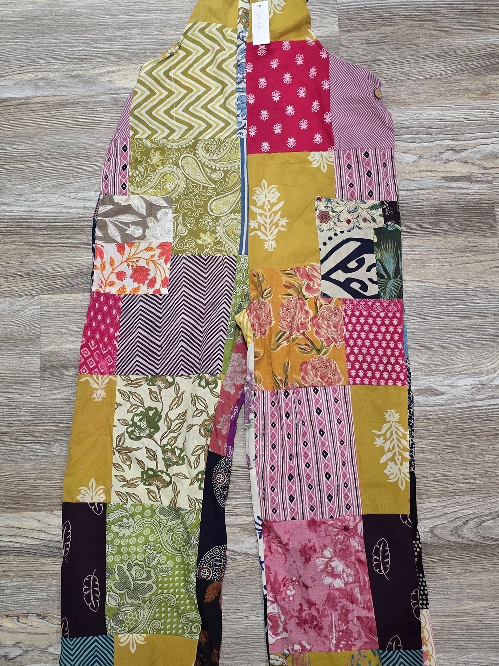 Kathmandu Patchwork Boho Jumpsuit — Multicolor Floral & Geometric Blocks